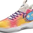 Men's High-Top Basketball Shoes Anti-Slip and Wear-Resistant Soles Running Shoes Graffiti Design Fashionable Sports Shoes, Size: 8.5 Women/7.5 Men