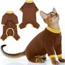 PUMYPOREITY Cat Hair Sticky Shirt  Breathable & Lightweight, Reduces Shedding Fur Pajamas, Prevents Licking Wounds After Surgery, Brown, M