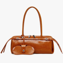 Genuine Leather Women's Shoulder Handbags, Retro Cowhide Purse Tote Bags with Sunglass Bag，Y2K Handbag