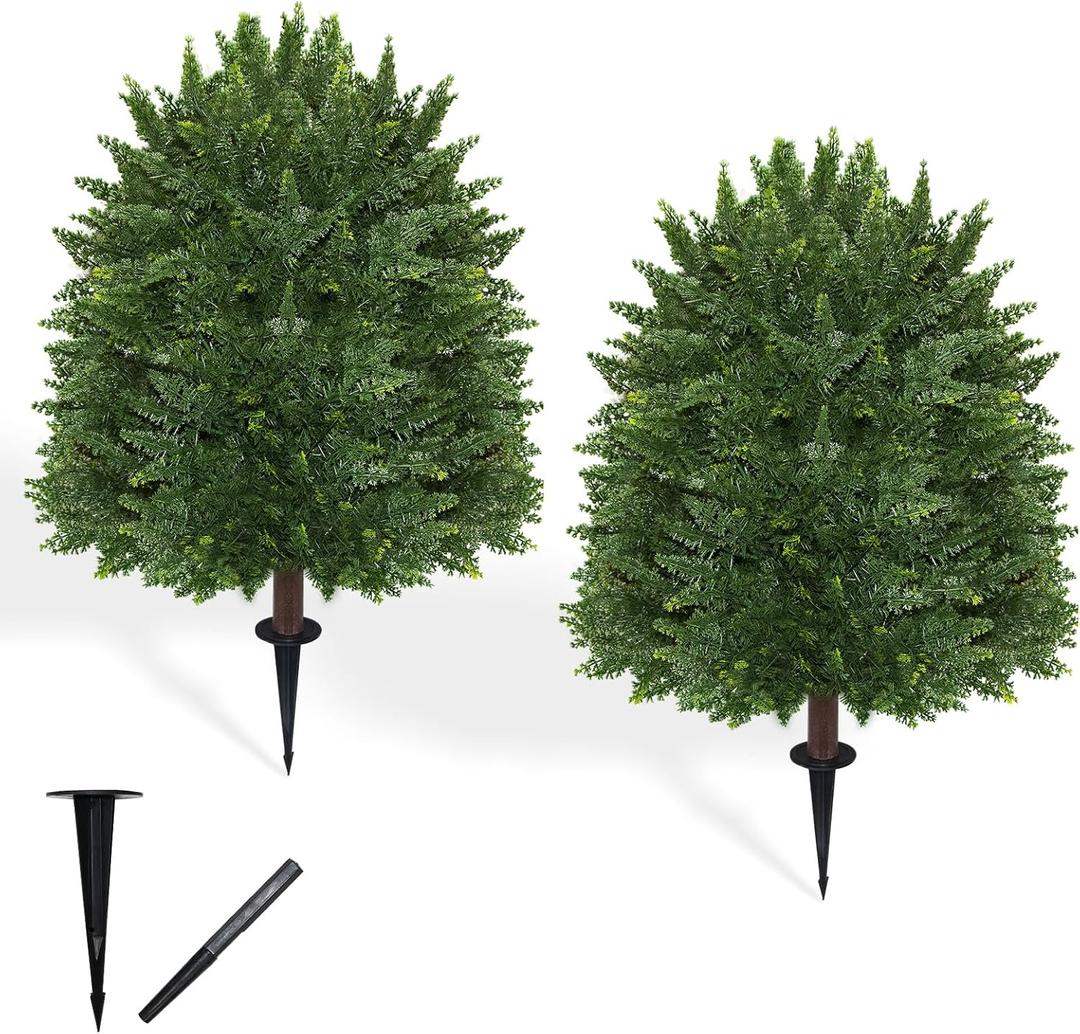 28.5" Artificial Cypress Trees Set of 2 UV Resistant Cedar Evergreen