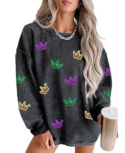 SELINK Womens Crewneck Oversized Corduroy Corded Sweatshirt Long Sleeve Casual Pullover Tops Black Crown-XXL