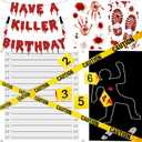 Halloween Crime Scene Decorations Kit Have A Killer Birthday Banner Body Silhouette Crime Scene Tape Evidence Markers Mugshot Backdrop for Detective Murder Mystery Dexter Party Decorations