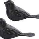 Notakia Cast Iron Heavy Duty Door Stopper - Avoid Drilling Holes with Handle Metal Antique Decorative Vintage Rustic Door Stopper for Office, Home， Bedroom and Exterior Doors (Black Bird, 2 Pack)