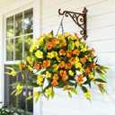 Hommyea Artificial Fake Hanging Flowers Plants Basket for Outdoors Outside Decoration UV Resistant Faux Silk Flowers Look Real Plastic Flowers for Spring Planters Home Porch Patio Garden Decor