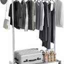 Clothing Rack for Hanging Clothes, Stainless Steels Rolling Clothes Rack, Coat Rack, Garment Rack, Portable Closet Rack, Free Standing Clothes Rack with Wheels, Adjustable Length (XL)