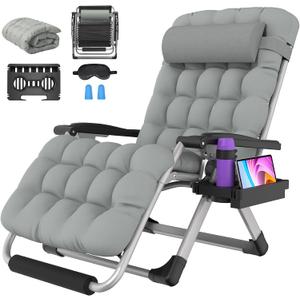 Suteck Oversized Zero Gravity Chair,33In XXL Outdoor Recliner Chair w/Removable Cushion&Headrest, Camping Lounge Chair w/Upgraded Lock&Footrest, Reclining Patio Chairs for Indoor Outdoor,500LBS