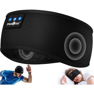 MUSICOZY Sleep Headphones Bluetooth 5.4 Headband, Sports Wireless Earphones Sweat Resistant Earbuds Sleeping Headphone with Ultra-Thin HD Stereo Speaker for Workout Running Cool Gadgets Unique Gifts (Black)