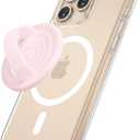 Magnetic Phone Grip Holder Compatible with MagSafe, Ultra Thin Silicone Finger Loop Ring Magnetic Grips for Back of Phone for iPhone Pro Max/Plus/16/15/14/13/12 Series, Pink Sparkle