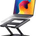 Adjustable Laptop Stand with 360 Rotating Base, Computer Stand for Laptop Ergonimic Foldable Laptop Riser for Desk Compatible with MacBook Pro/Air Notebook up to 16 Inches, Black