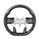 TesFeel SGS Real Carbon Fiber Steering Wheel, D-shaped Perfoated Leather Grip Steering Wheel Fit For Dodge Ram 1500 2019+(No Paddle Version)