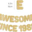 4 x Pre-Strung Awesome Since 1986 Gold Glitter Banner, Happy 40th Birthday Decorations for Women, 40 Year Old Anniversary Party Decor for Men