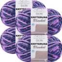 #6 Super Bulky Blanket Yarn for Crocheting - 4 Skeins(Each 10.5oz/300g, 220yds/201m), Chunky Chenille Thick Plush Big Soft Yarn for Crocheting Knitting Blankets, Multi Purple