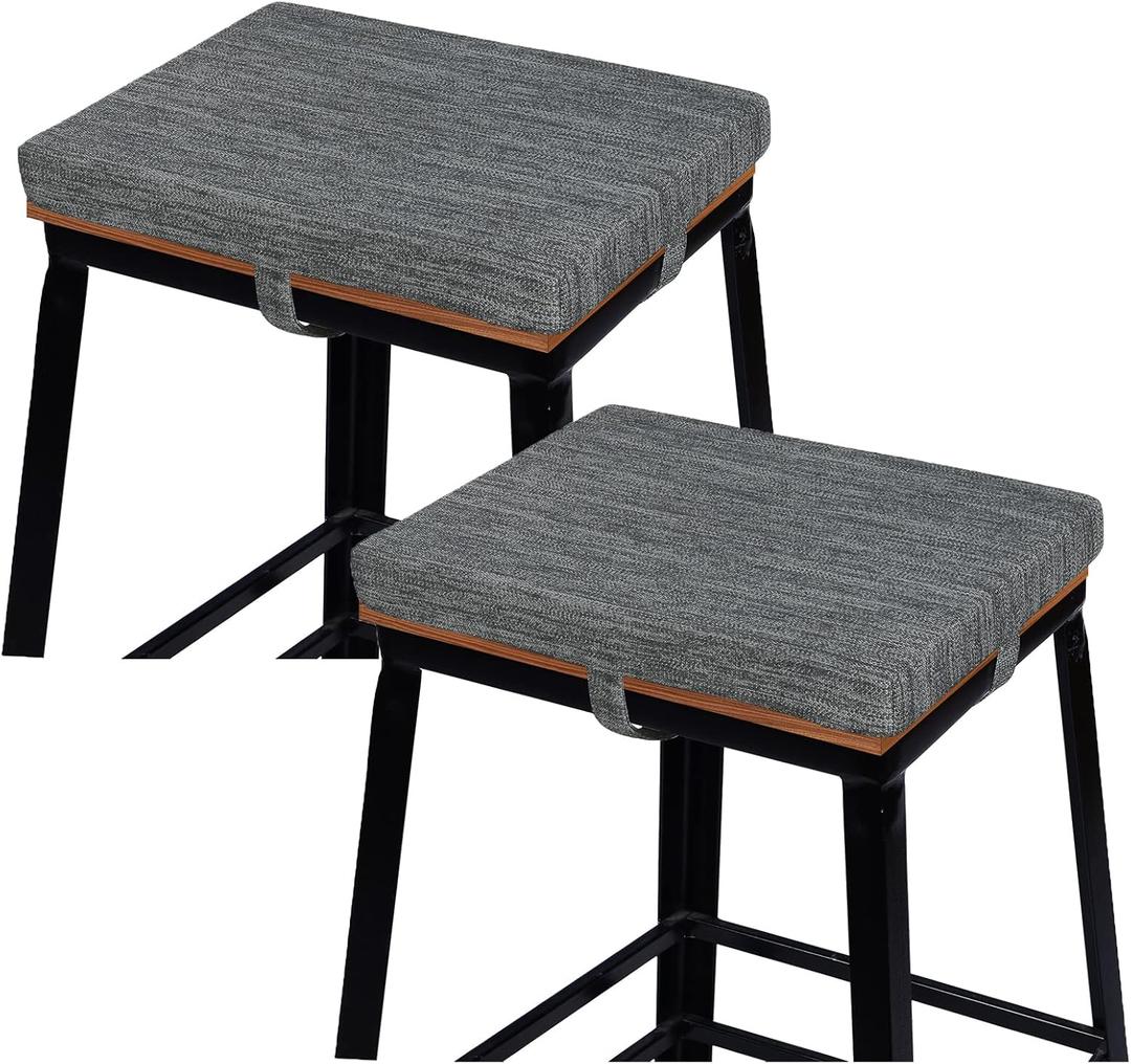 baibu Set of 2 Rectangle Bar Stool Cushions, Non-Slip Dining Chair Pads Kitchen Bench Stool Cushions with Machine Washable Cover - Only 2 Pads (Grey, 15.711.81.5in) (15.7x11.8x1.5 Inch (Pack of 2))