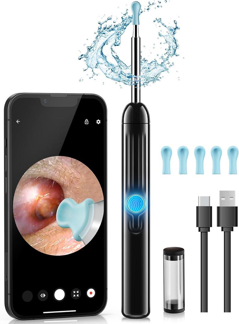 Ear Wax Removal Tool Camera, 1080P HD Scope and 6 LED Lights, Ear Cleaner with Camera, Ear Cleaning Kit - Earwax Remover Tool with 5 Spoon (Onyx)