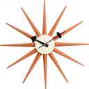 SHISEDECO Modern Mid Century Retro Silent Wood Wall Sunburst Clock Orange, Large
