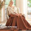 100% Cotton Waffle Weave Blanket King Size, Soft Lightweight Breathable Cozy Blankets for Bed Couch Home Dcor All-Season Use (Caramel, 104"x90")