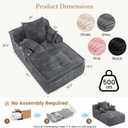 Boneless Chaise Lounge Couch Indoor, Small Corduroy Upholstered Sleeper Sofa Bed Reading Chairs with 3 Pillows, Fluffy Comfy Cloud Sofas Couches, Compression Boneless Sofa for Small Corner, 57''