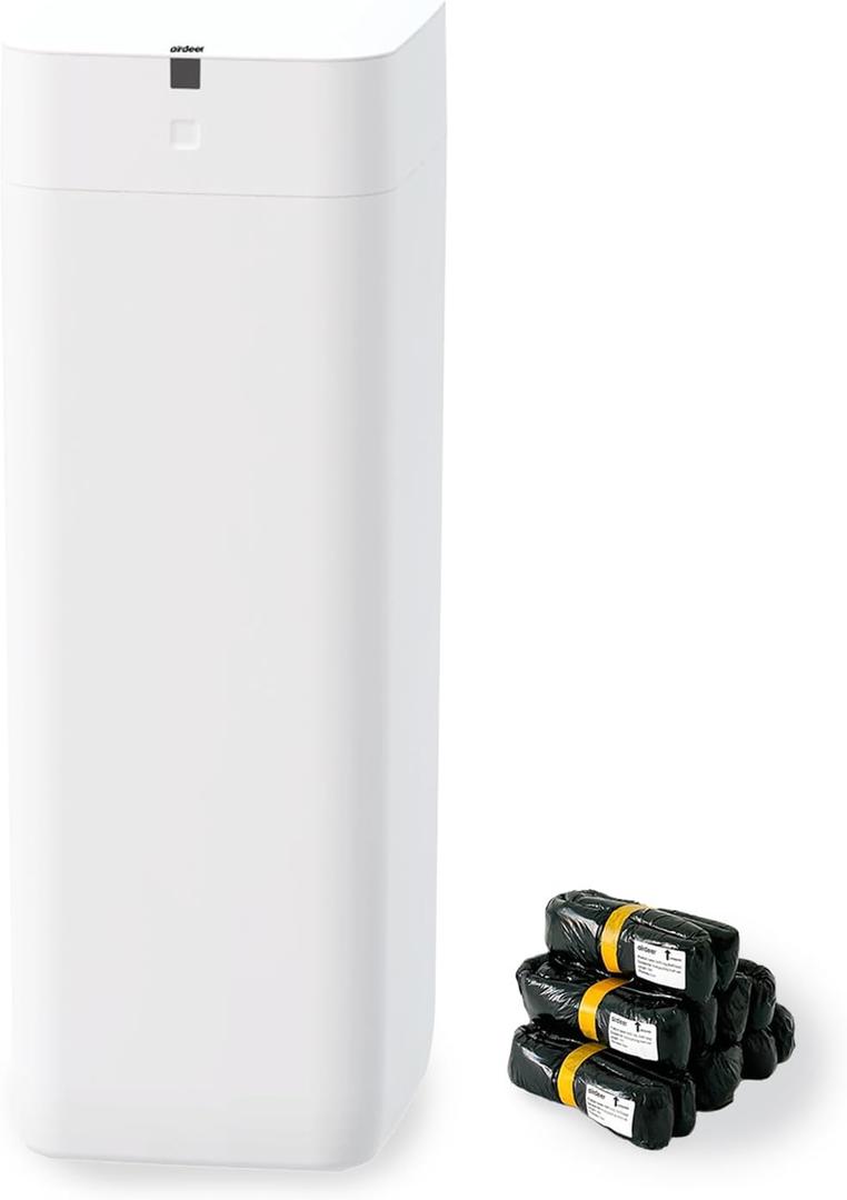 Airdeer L2 Automatic TrashCan, 8 Gallon Self Sealing and Self-Changing Smart TrashCan, Motion Sensor, Touchless Garbage can with lid for Kitchen Office, 6 Refill Bag Rings(White)