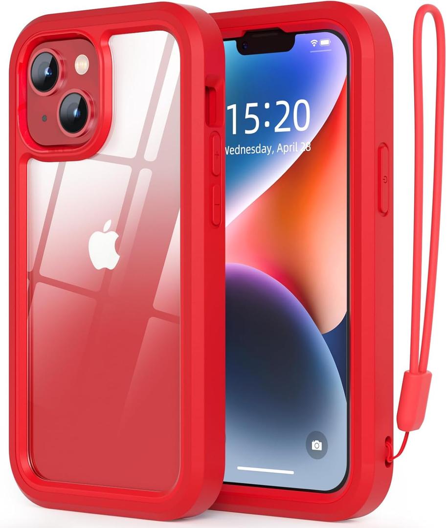 WXR for iPhone 14 case/iPhone 13 case,Soft Silicone Bumper & Crystal Clear Hard PC Back,3in1 Military Drop Protection Case for iPhone 14/iPhone 13 6.1 inch. (Red)