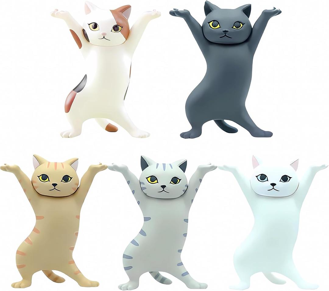 4 x Cute Toys Cat Figurines Funny Gift for Kids Kawaii Cat Toys Work on Balance Ideal for Birthday, Christmas Stocking Stuffers Animal Figures for Party Play, Collectibles, Room Dcor (5 Pcs)