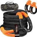 Kinetic Recovery Tow Rope: 1.26" x 30ft Snatch Strap with Soft Shackles Heavy Duty Offroad Towing Straps Kit for Trucks SUV UTV ATV Tractor Car Jeep - Black