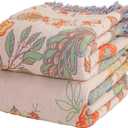 Boho Throw Blanket for Bed 100% Cotton Bohemian Blankets Ultra Soft Woven Muslin Decorative Blankets All Seasons Vintage Quilt Knitted Blanket for Sofa Chair(Orange, 80"x90")