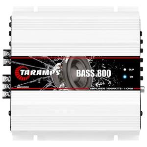 Taramps Bass 800 1 Ohm Monoblock Amplifier 800 Watts Rms 1 Channel, 14.4VDC Out Power Full Range, Great for Sub/Bass - RCA/High Level Input, Car Audio