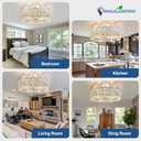 DLLT Caged Ceiling Fan with Lights: 26" Large Bladeless Fandelier with Light and Remote - Cement Industrial Chandelier Fan Light Semi Flush Mount Rustic Enclosed Fans Bedroom Dining Room Kitchen