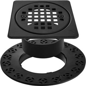 4 Inch Drain Grate Kit Compatible with Schluter Kerdi-Drain Flange Square Shower Floor Drain SS304 Stainless Steel and ABS Material - CUPC Certification, Matte Black