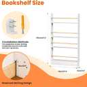 Behind the Door Book Shelf 4 Tier Narrow Kids Bookshelf Wall Mounted, 27.6"W x 47.2"H x 3.9"D