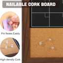 4 THOUGHT Chalkboard Calendar Corkboard Combo, 24" x 36" Large Bulletin Board Magnetic Calendar Chalkboard for Wall Combination Board Monthly Planner Rustic Brown Frame 4 Markers 8 Magnets 10 Pushpins