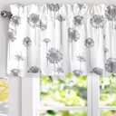 DriftAway Dandelion Floral Botanical Lined Thermal Insulated Window Curtain Valance Rod Pocket 52 Inch by 18 Inch Plus 2 Inch Header Gray 1 Pack