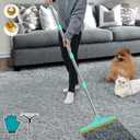 B-Land Carpet Rake for Pet Hair Removal, Reusable Pet Hair Remover with 60 Adjustable Long Handle, Carpet Scraper Dog Cat Hair Remover Tool for Rugs, Mats, Couch, Furniture Blue