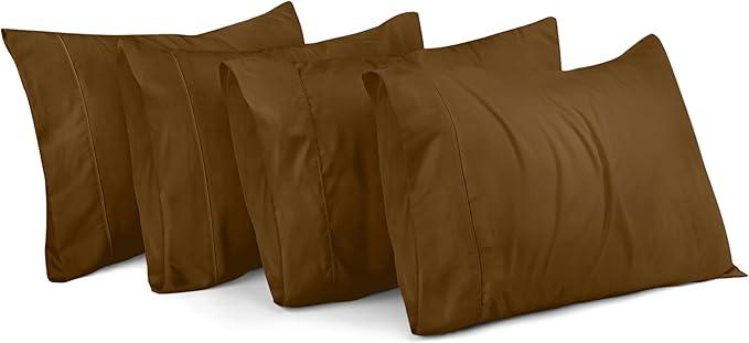 Utopia Bedding Queen Pillowcases - 4 Pack - Envelope Closure - Soft Brushed Microfiber Fabric - Shrinkage and Fade Resistant Pillow Covers Queen Size 20 X 30 Inches (Queen, Mocha)