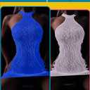 FasiCat Sexy Lingerie for Women Mesh Lingerie Backless Fishnet Minin Dress Glow in The Dark Lingerie Babydoll Halter Chemise Pack of 2