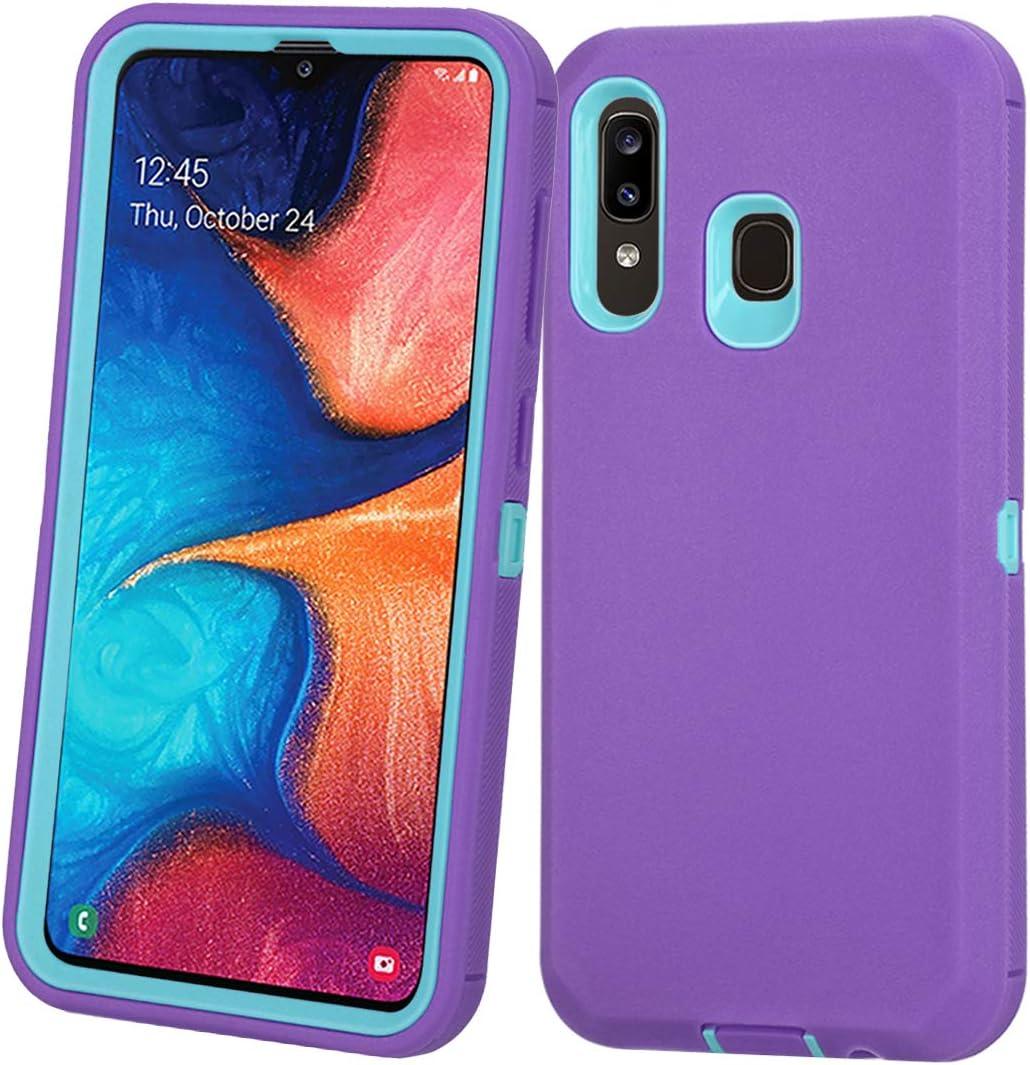 Heavy Duty Shockproof Defender Armor Case for Galaxy A20/A30/A50 (Purple/Mint), Built-in Screen Protector & Camera Protection