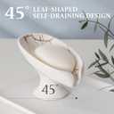Soap Dish, Soap Holder Self Draining Leaf Shape Soap Dishes, Ceramic Drain Soap Dish for Sink Bathroom Shower Kitchen, Easy to Clean Keeps Soap Dry, Cream White & Gold Marble Pattern, ANTIS'S HOME