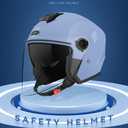 SanQing Open Face Motorcycle Helmets, Adult 3/4 Half Helmet-DOT (White, M)
