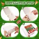 100 Pack Mini Pizza Boxes with Stickers 3.5 x 3.5 x 0.78 Inch Mini Pizza Boxes White Cookie Takeout Cases for Celebrations Party (Football Style)