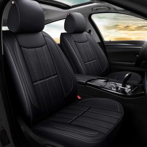 AOOG Leather Car Seat Covers for Cars SUV Pick-up Truck, Universal Full Set Black