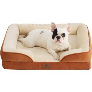 Bedsure Orthopedic Dog Bed Medium Size Dogs - Washable Medium Dog Cat Bed Waterproof, Comfort Pet Couch Sofa with Washable Removable Cover, Pets Bed with Nonskid Bottom, Ember Clay, 28"