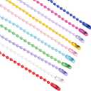 150 PCS Ball Bead Chain Keychain, 4.7 Inch Mixed Color Ball Keychain Dog Tag Chains, Small Metal Beaded Rings with Connector for Key Jewelry Making Hanging Decoration DIY Craft
