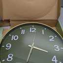 HZDHCLH Wall Clocks Battery Operated,12 inch Silent Non Ticking Modern Wall Clock for Living Room Bedroom Kitchen Office Classroom Decor (Olive Green and Gold)