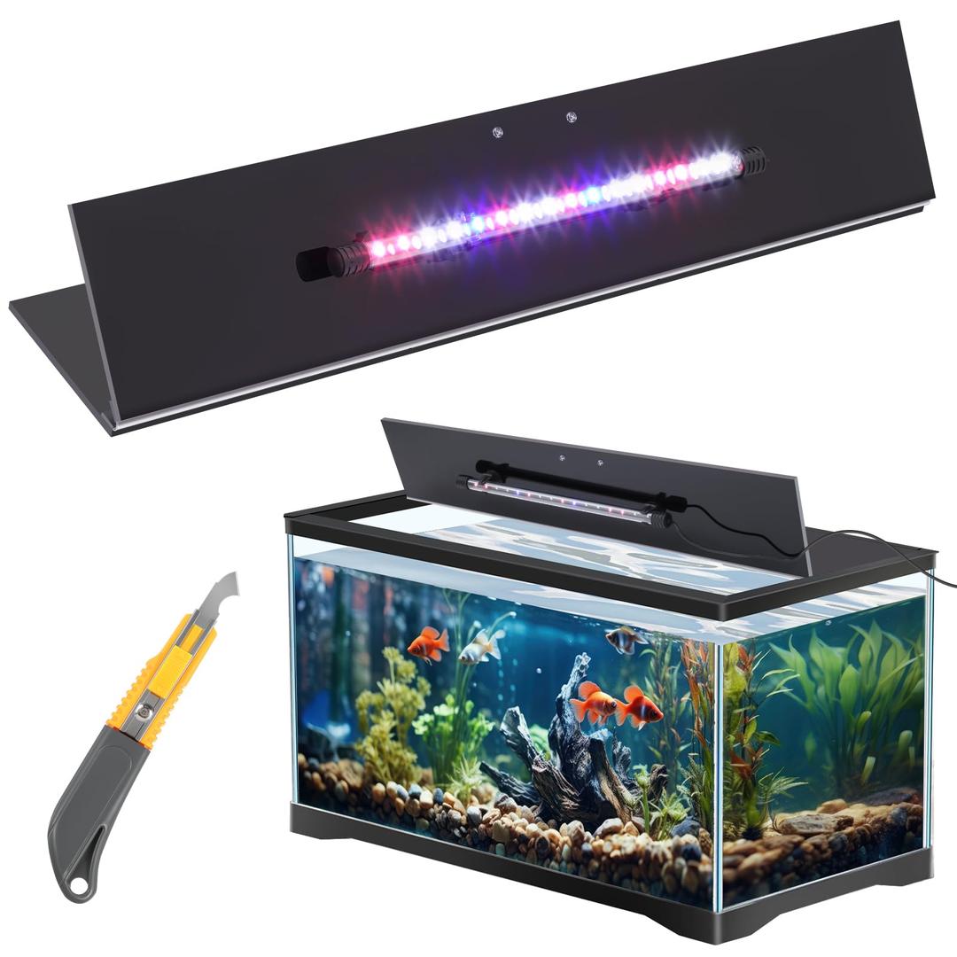Sieral Aquarium Lids Canopy with LED Light, 5 Pcs, Black, 48 x 13 Inch