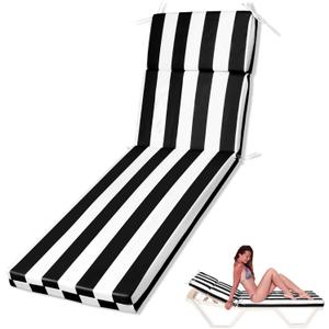 SmoothNovelty 1 Pcs Indoor Outdoor Chaise Lounge Cushions Sponge Bench Outdoor Furniture Chaise Cushions Patio Chair Furniture Replacement (Black White Stripes)