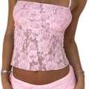 Awoscut Women's Summer Y2k Skirt Outfits 2 Piece Set Halter Neck Crop Top and Bodycon Mini Skirts Sets Party Clubwear (Pink)