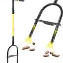 Jardineer Manual Core Aerator Lawn Tool with 2 Hollow Tines, 38" Sharp Grass Aerator for Compacted Soil & Yard Care, Heavy Duty Garden Aerating Tool with Anti-Slip Foot Bar & T-Handle for Lawn Health