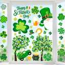 St.Patrick's Day Window Clings, Green Shamrock Window Decals Double-Sided Irish St Patricks Day Decorations Glass Clings for Home School Office Classroom Decor