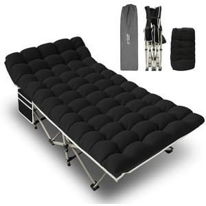 YELLOW JACKET Camping Cot with Mattress for Adults, Upgraded 32" Wide Folding Sleeping Cot, Portable Camping Cot with Carry Bag, Cot for Camping 600lbs Max Load, Home,Office,Travel