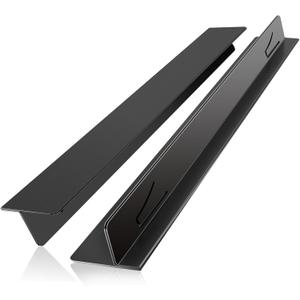 Stove Gap Covers, Stove Gap Filler Stainless Steel,13.8'' to 27.5'' Adjustable Length (2PCS),Range Trim Kit, Oven Stove Gap Guard Between Stovetop and Counter, Easy to Clean Heat Resistant, Black